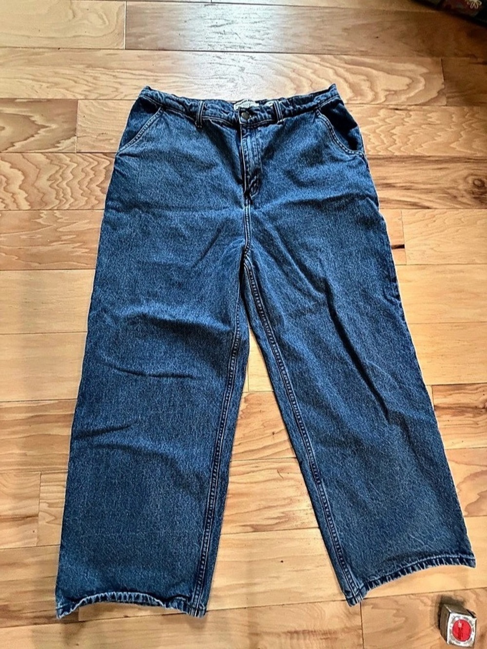American Apparel The Crop Wide Leg Jeans Size 34 Blue Denim